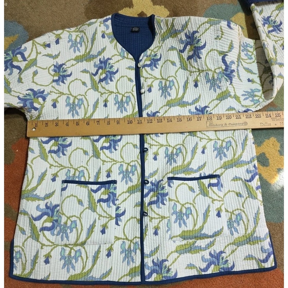 I.T.F. Reversable Quilted Jacket‎ Size L/XL Blue Floral Cottage Core - Picture 7 of 8